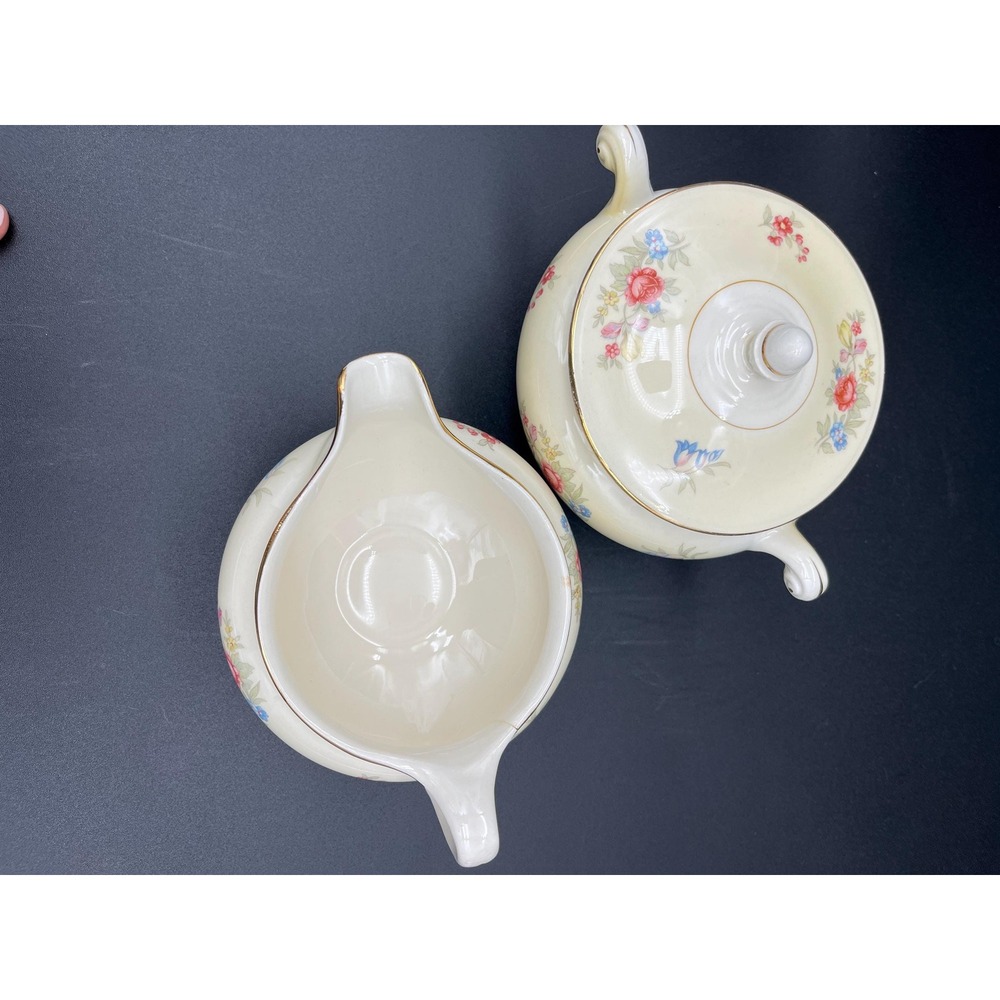 Creamer and Sugar Bowl Set Dresden Homer Laughlin Eggshell Nautilus - Picture 8 of 17